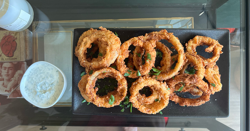 Crispy Onion Rings with Crème Fraîche Ranch